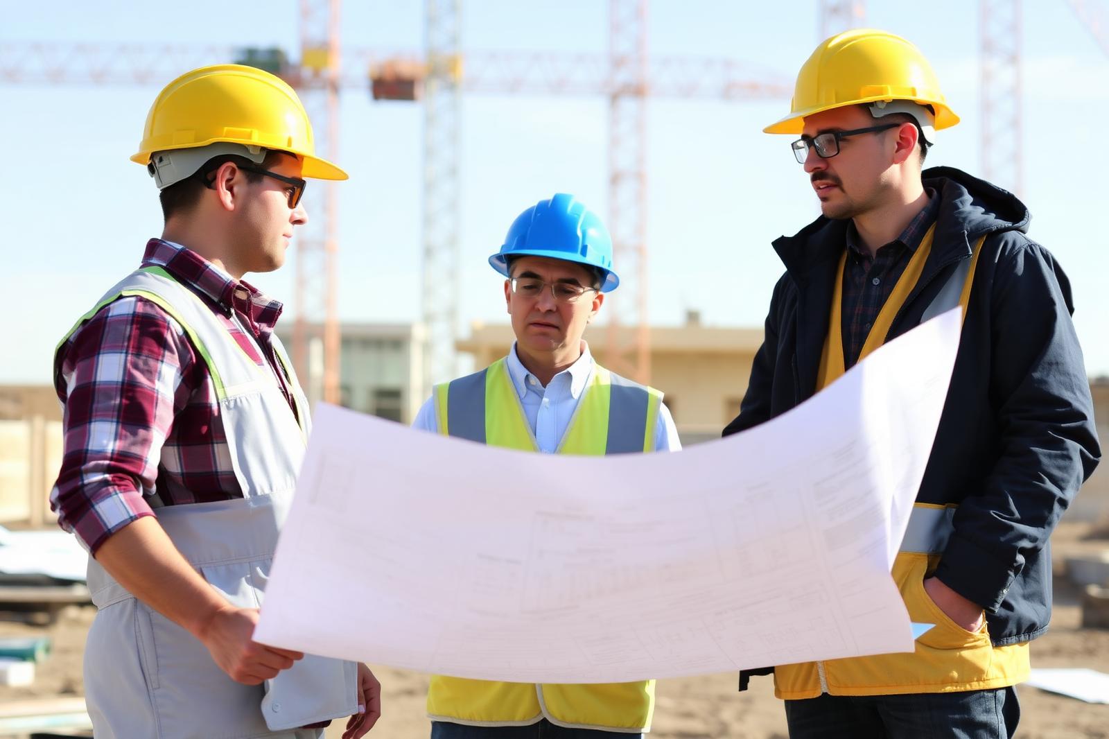 Equipo GG Ingeniería revisando planos